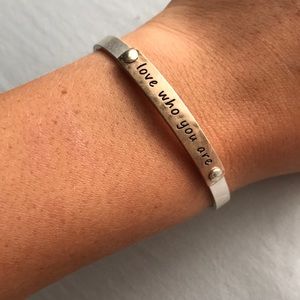 Love who you are silver and gold bracelet
